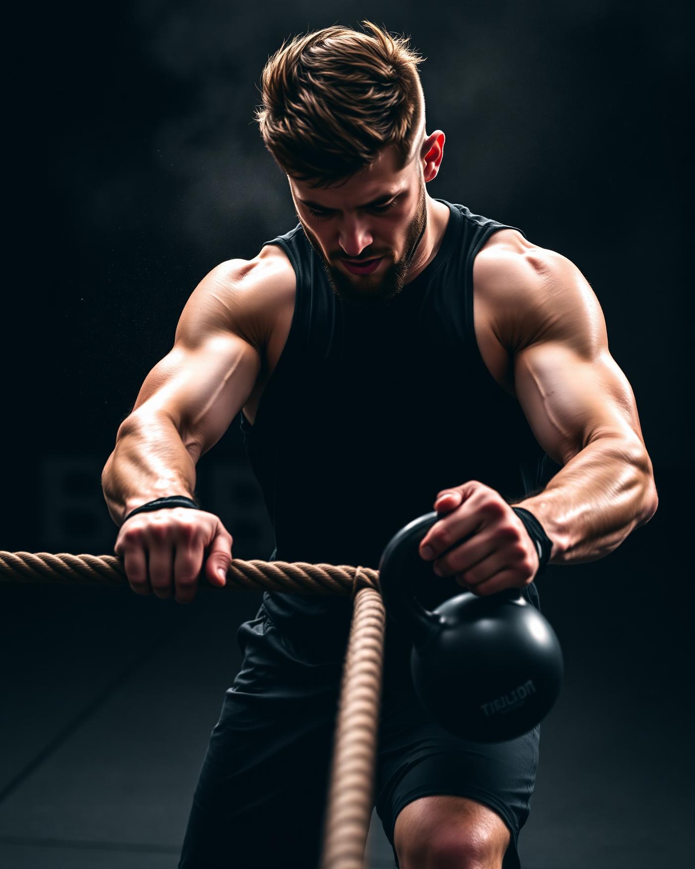 Entrenamiento funcional y CrossFit con cuerda y kettlebell