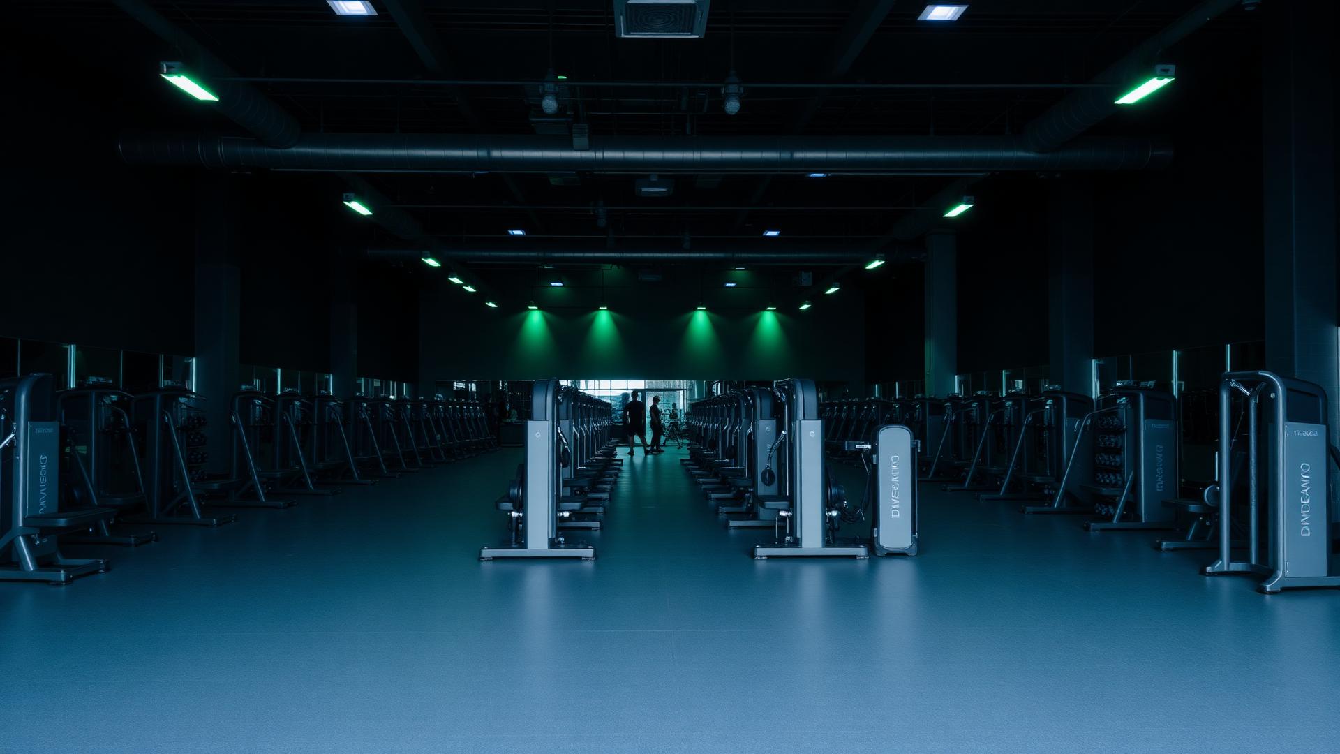 Instalaciones amplias de Elite Fitness con filas de máquinas